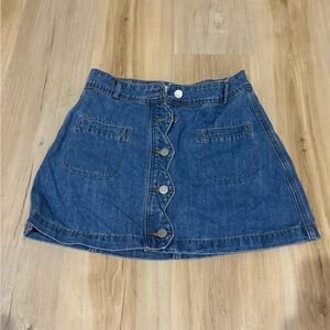 MABLE Blue Button-Front Mini Skirt